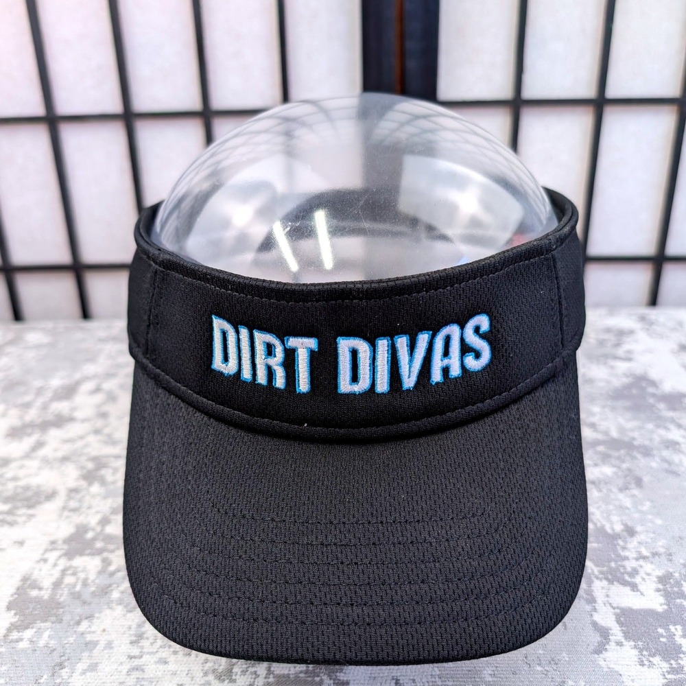 Dirt Divas Embroidered Black Mesh Athletic Visor Adjustable Sun Hat Womens
